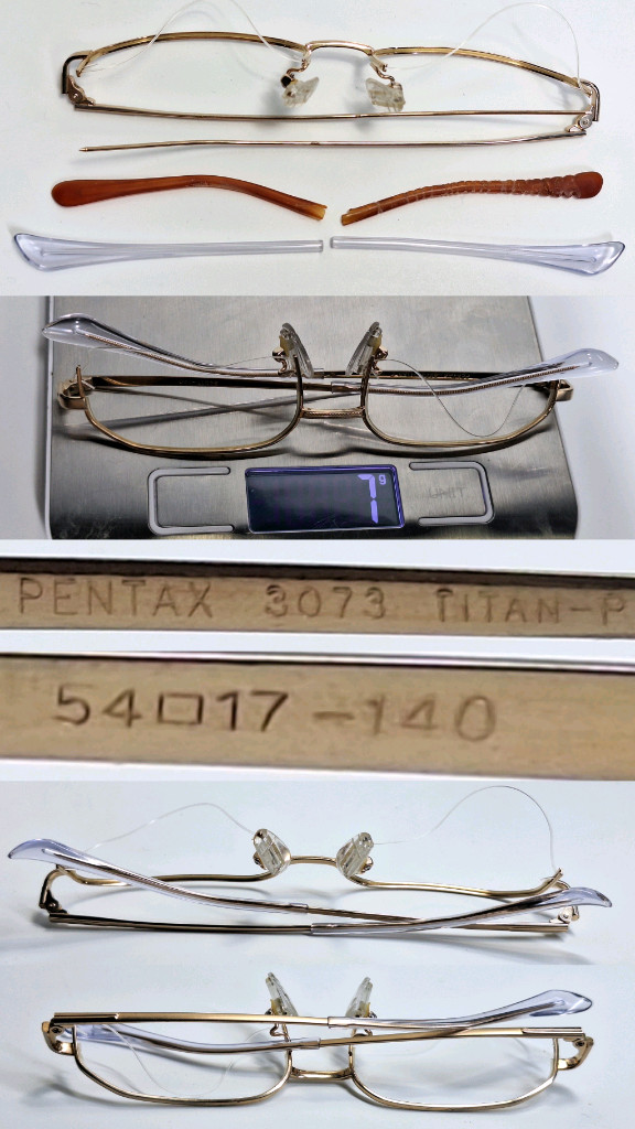 90s 일본 빈티지 펜탁스 pentax 3073 티타늄 반무테 안경테 일제 수입 클래식 레트로 앤틱 패션 아이웨어--2