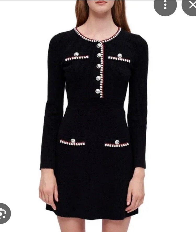 마쥬 니트 원피스 블랙--2