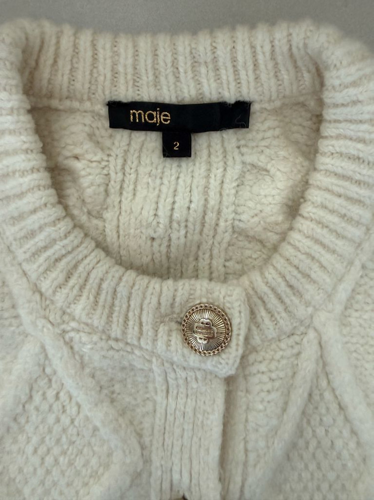 마쥬 금장 로고 버튼 가디건--7