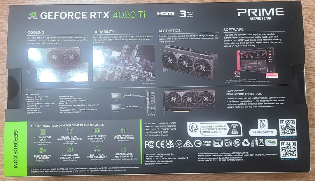 asus 지포스 RTX 4060TI prime oc 8gb 판매합니다. 이미지