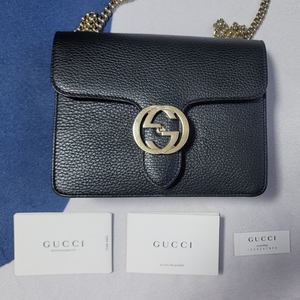 구찌 인터로킹 체인 숄더백 블랙