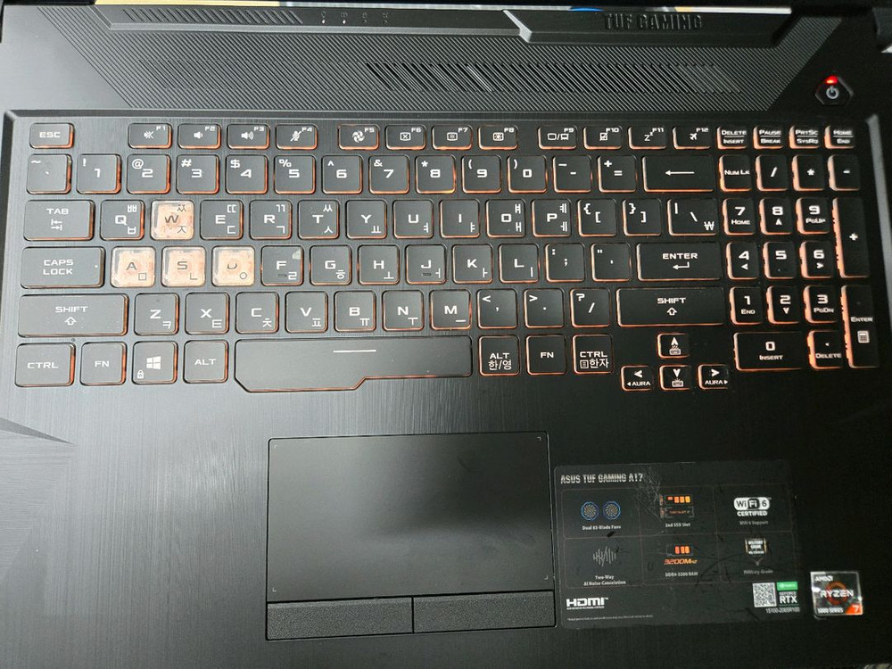 아수스 RTX3070 5800h 17인치 게이밍 노트북 판매합니다 이미지