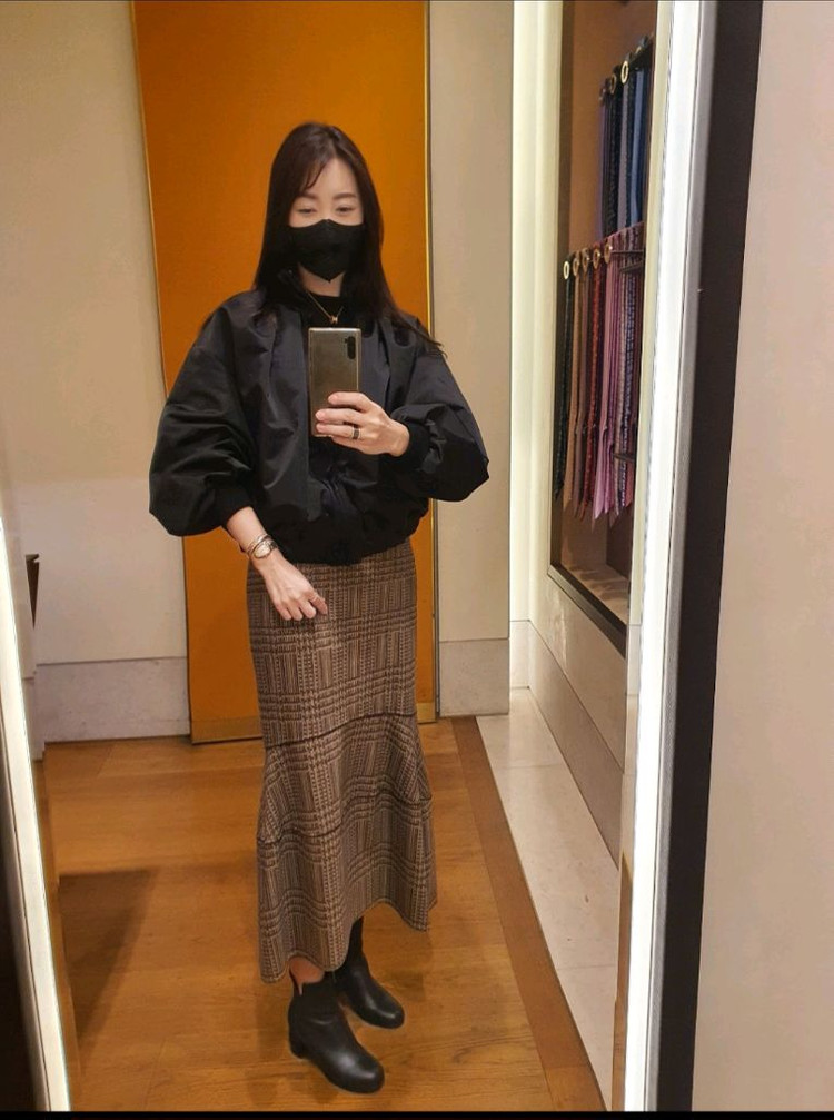 타임 체크 패턴 브라운 스커트 자켓 세트 64 (55) 이미지