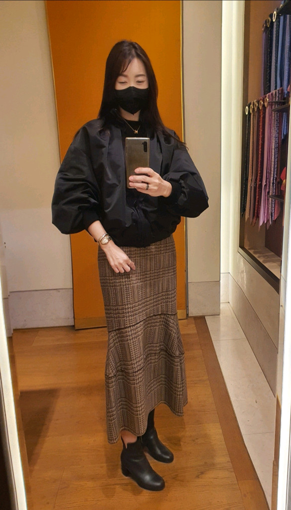 타임 체크 패턴 브라운 스커트 자켓 세트 64 (55) 이미지