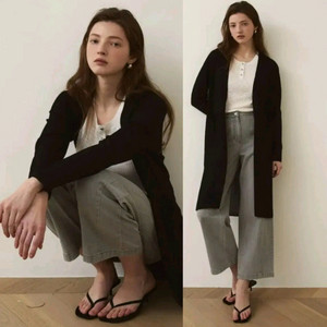 블랙 골지 롱가디건 Free