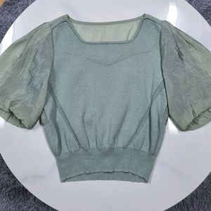 한섬 SJSJ 퍼프 니트 탑