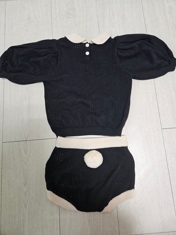 메키즈 데플레어 토끼 폼폼 셋업 M 흑토끼 수트--1