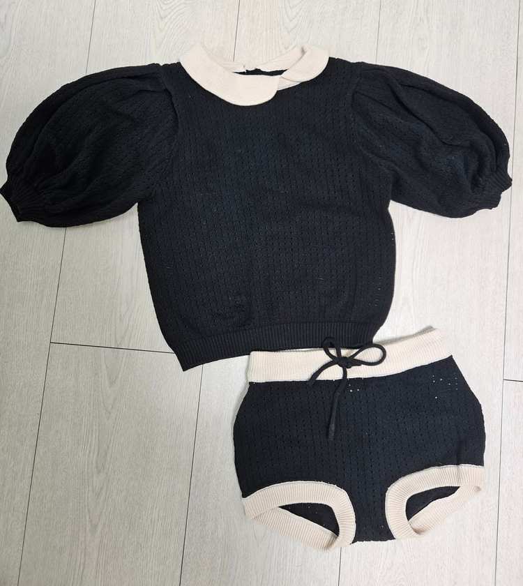 메키즈 데플레어 토끼 폼폼 셋업 M 흑토끼 수트--0