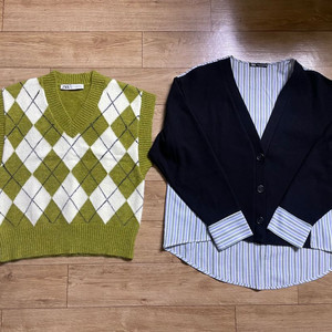 자라 아가일 니트 조끼 - 정품 새상품