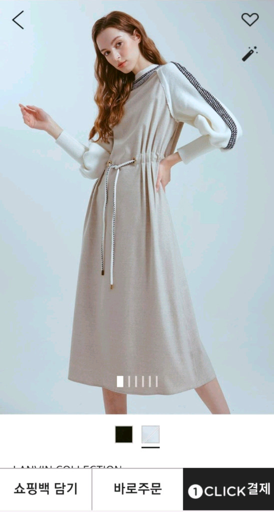 한섬(랑방)니트 블록 드로우스트링 롱 원피스--10