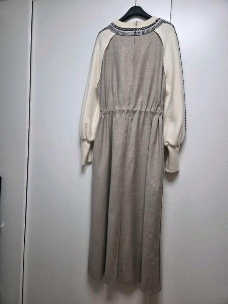 한섬(랑방)니트 블록 드로우스트링 롱 원피스--2