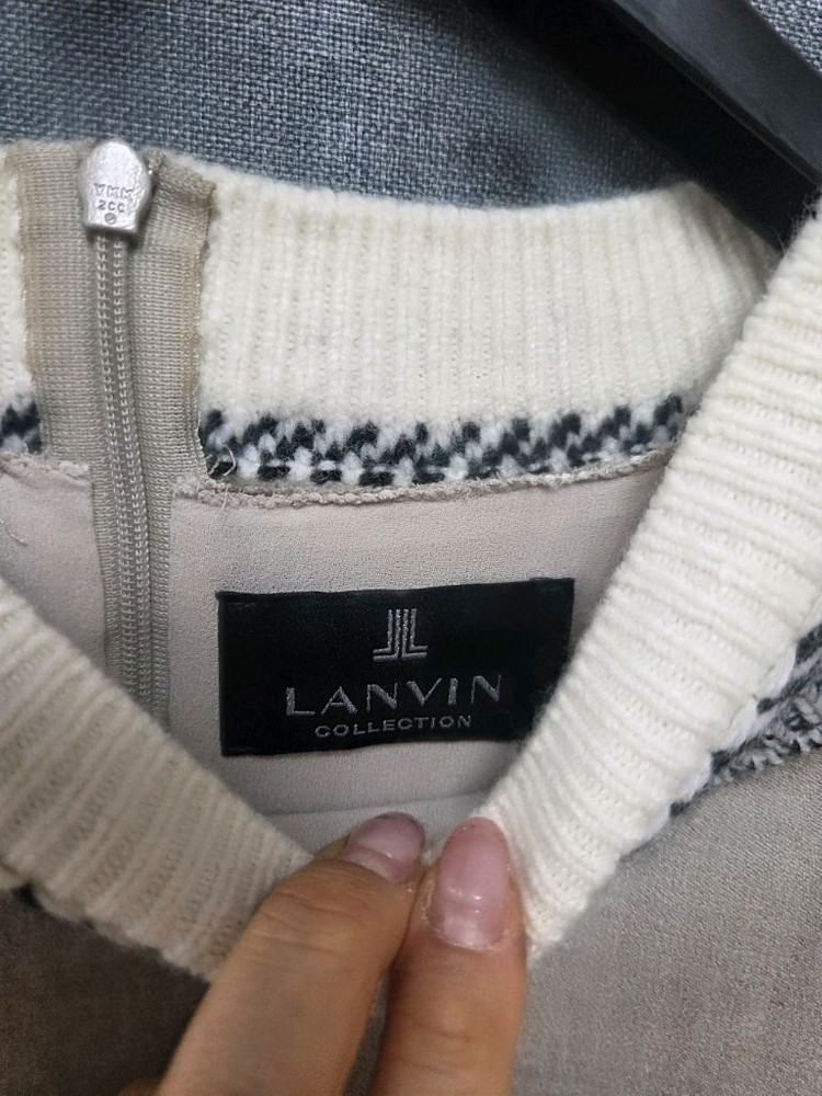 한섬(랑방)니트 블록 드로우스트링 롱 원피스--3