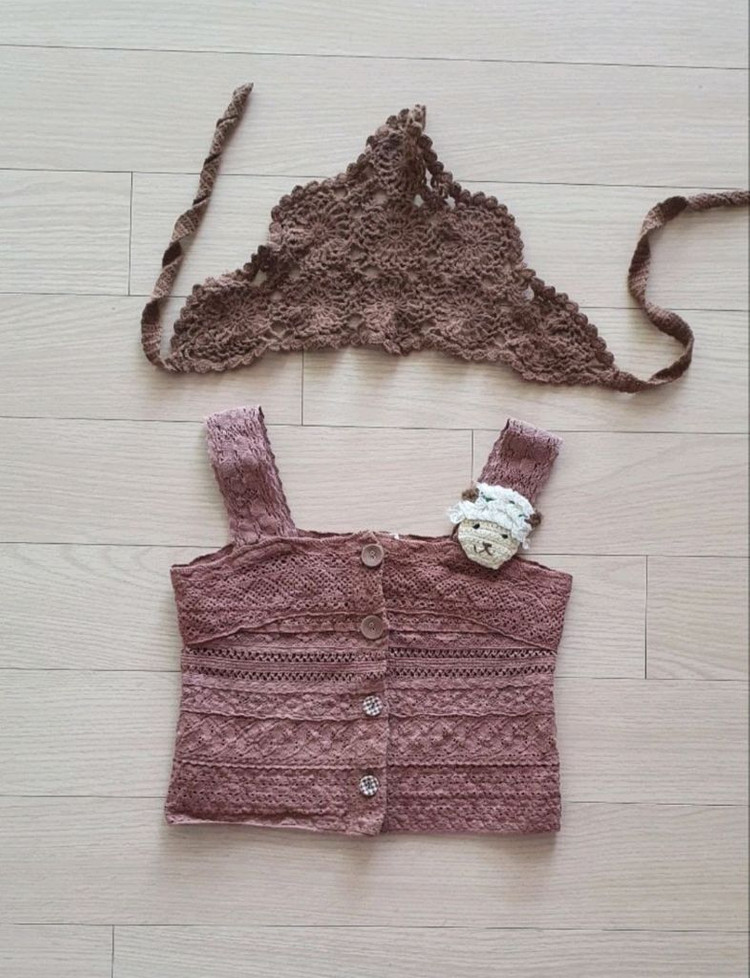 엄마+자매 패밀리룩 레이스조끼 (44/ 5세 / 7세) 유럽감성빈티지--2