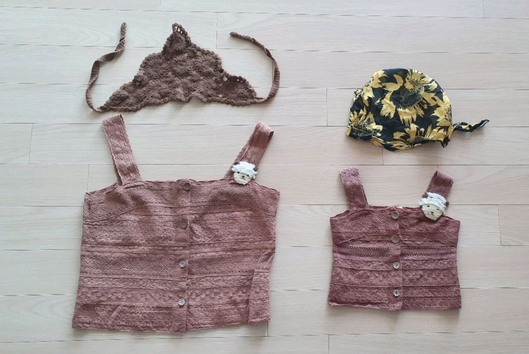 엄마+자매 패밀리룩 레이스조끼 (44/ 5세 / 7세) 유럽감성빈티지--3