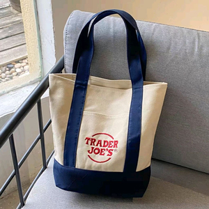 트레이더조 미니 에코백 캔버스 숄더백 TRADER JOES<<네이비>> 이미지