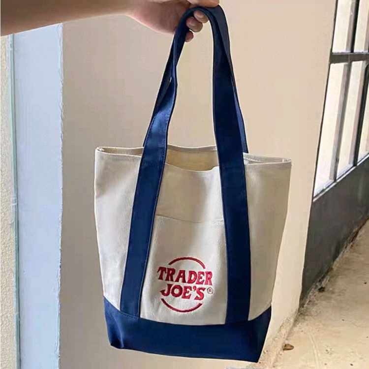 트레이더조 미니 에코백 캔버스 숄더백 TRADER JOES<<네이비>> 이미지