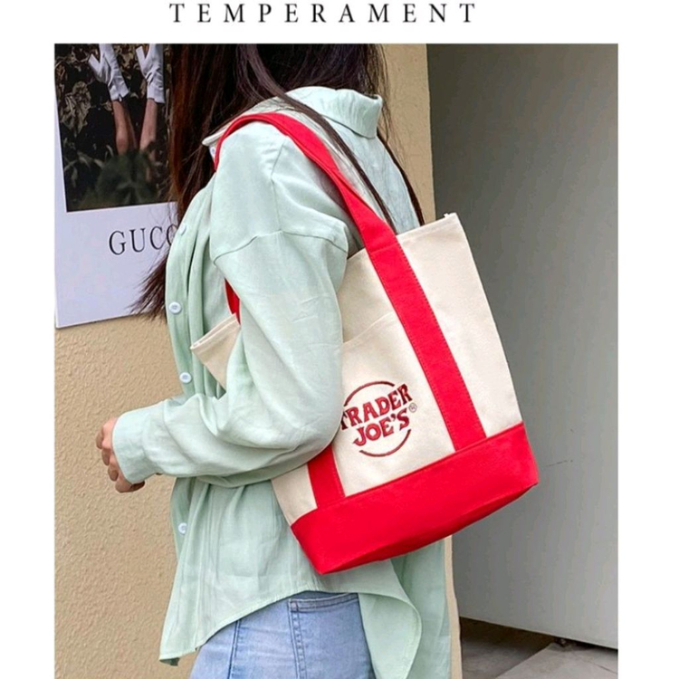 트레이더조 미니 에코백 캔버스 숄더백 TRADER JOES<<네이비>> 이미지
