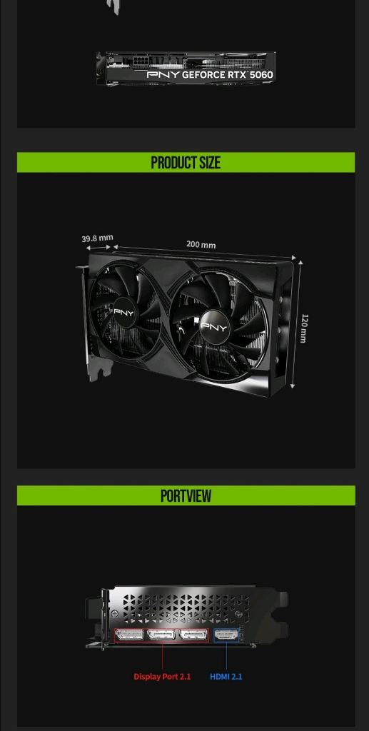 (미개봉) PNY RTX5060 OC D7 8GB Dual Fan 이미지