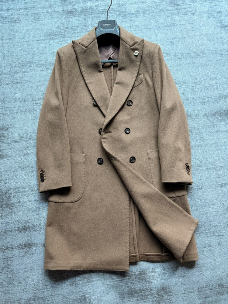 라르디니 italy made 로로피아나 레인시스템 울원단 더블코트 카멜 이미지