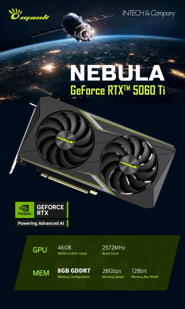(미개봉) 만리 RTX5060 Ti Nebula D7 8GB 팝니다. 이미지