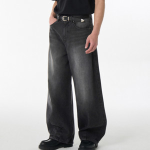 빅 브러쉬 벌룬 데님 팬츠 흑청 32사이즈