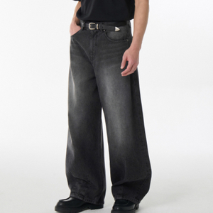 빅 브러쉬 벌룬 데님 팬츠 흑청 32사이즈