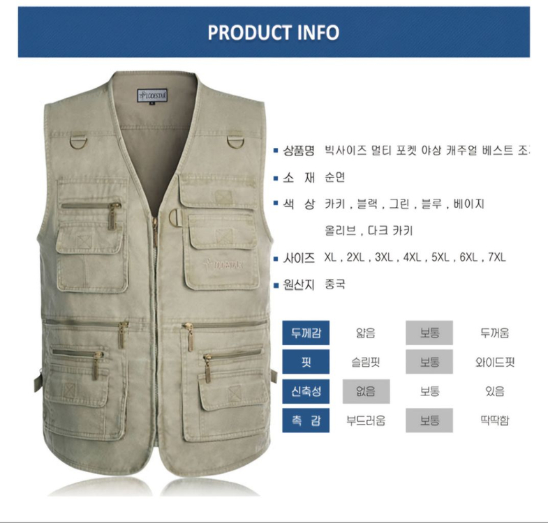 미사용 오디패스 빅사이즈 멀티 포켓 야상 4XL 6XL 이미지