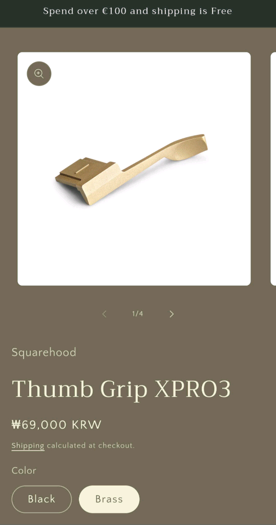 스퀘어후드 X-PRO3 황동 엄지그립--2