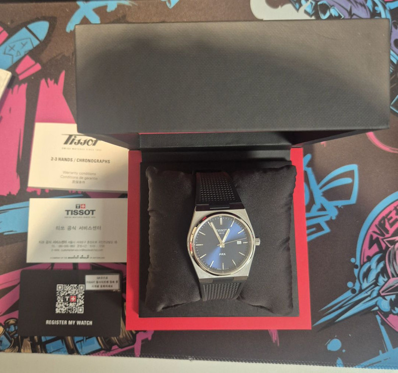 티쏘 PRX 40mm 청판 쿼츠 러버밴드 풀구성 판매 / 메탈브슬 교환 가능 및 다른 시계와도 교환가능--1