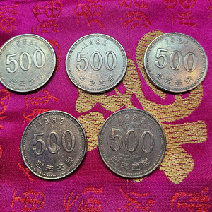 1982년 500원 동전 5개일괄 이미지