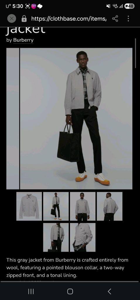 새상품 버버리 그레이 TB로고 블루종 자켓 팝니다.--2