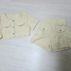 트위드 크롭 반팔 자켓 반바지 투피스 세트