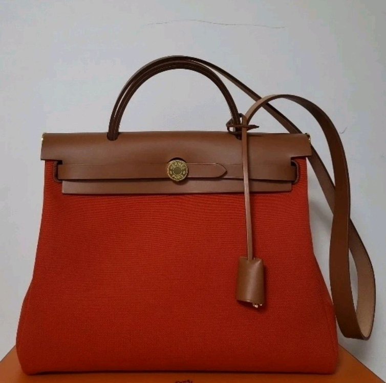 에르메스 에르백 31 PM 오렌지메카노 포브 금장--3