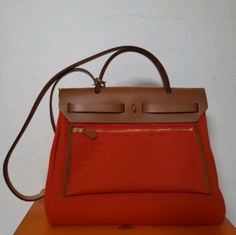 에르메스 에르백 31 PM 오렌지메카노 포브 금장--4