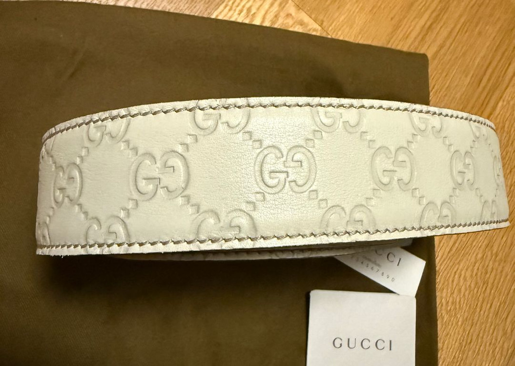 (새제품) 구찌 시마 114876 벨트 (크림색상) 95사이즈--2