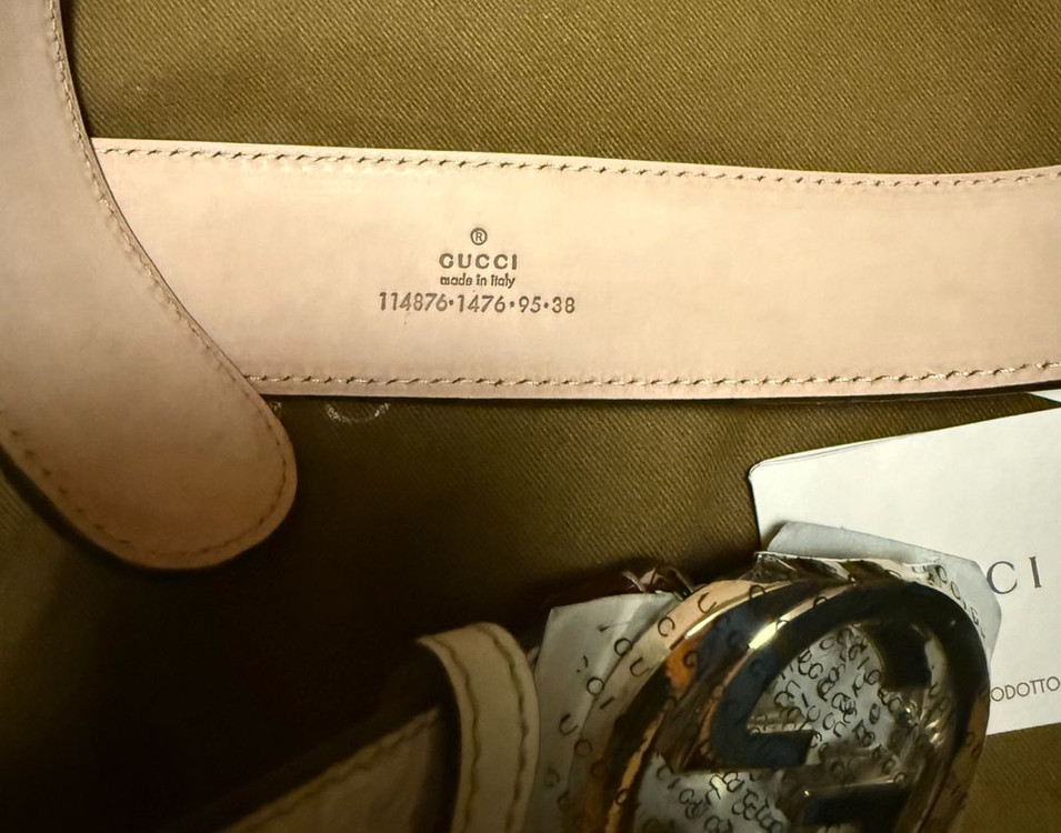 (새제품) 구찌 시마 114876 벨트 (크림색상) 95사이즈--3