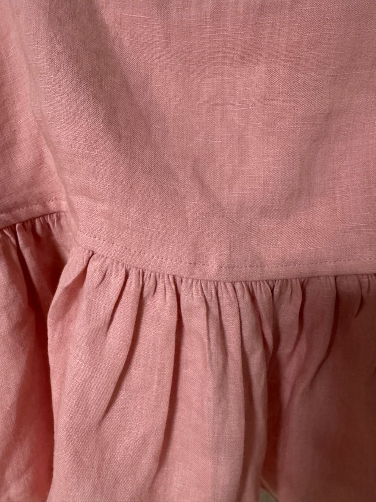 오브제스트 핑크 린넨 프릴 뷔스티에 탑 이미지