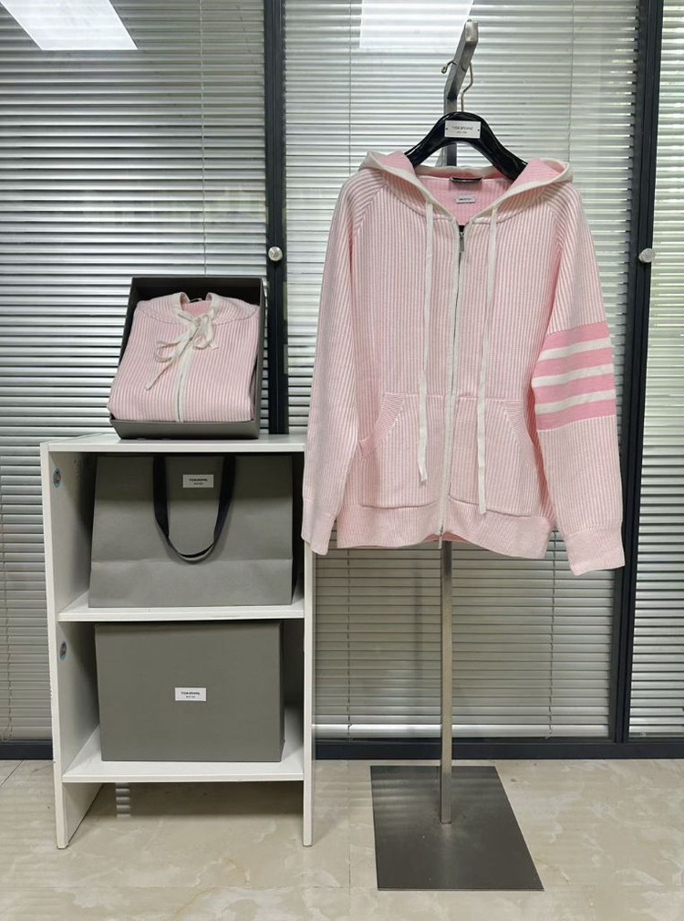 톰 브라운 오토만 립 사선 스트라이프 후드 집업--3