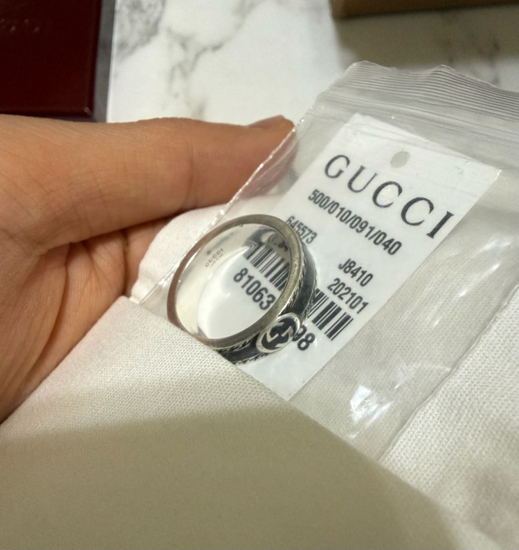 인터로킹 G 와이드 링 블랙 실버(23호) 새상품--4