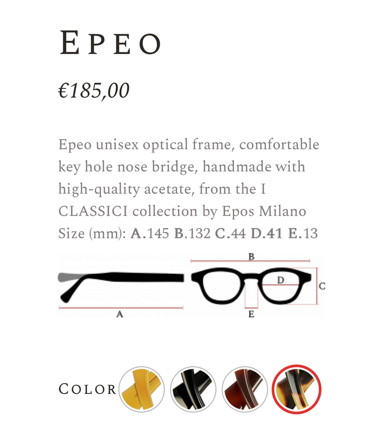 EPOS Classic Epeo 이태리 메이드 레옹 동글이 안경 0111--9