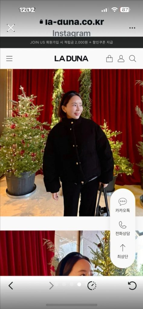 라두나 벨벳 구스다운 (거위털)패딩 자켓55 (S)가격내림(가격고정) 이미지