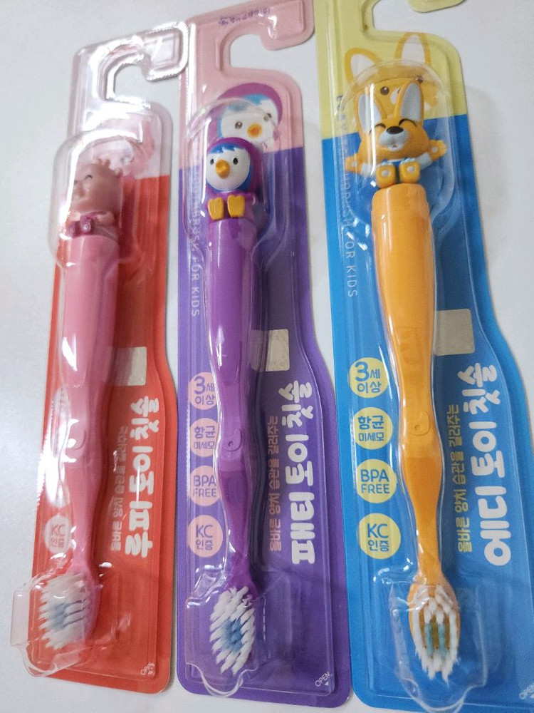 유아 칫솔 3개 + YEOCMOM 치약 세트--5