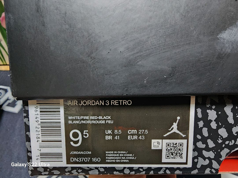 나이키 에어 조던 3 레트로 파이어 레드 275mm--5