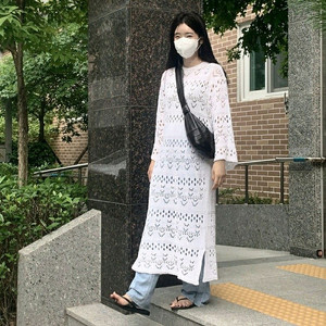 새상품)뜨게아일릿 롱 니트원피스 해외여행 에스닉 보헤미안