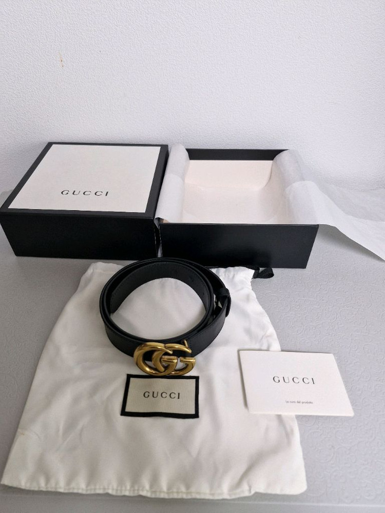 구찌 GG 마몬트 불랙 벨트 90 사이즈 정품--4