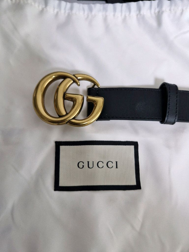 구찌 GG 마몬트 불랙 벨트 90 사이즈 정품--5