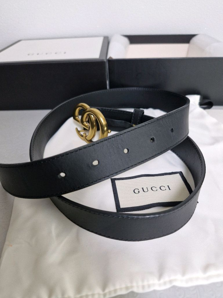 구찌 GG 마몬트 불랙 벨트 90 사이즈 정품--6