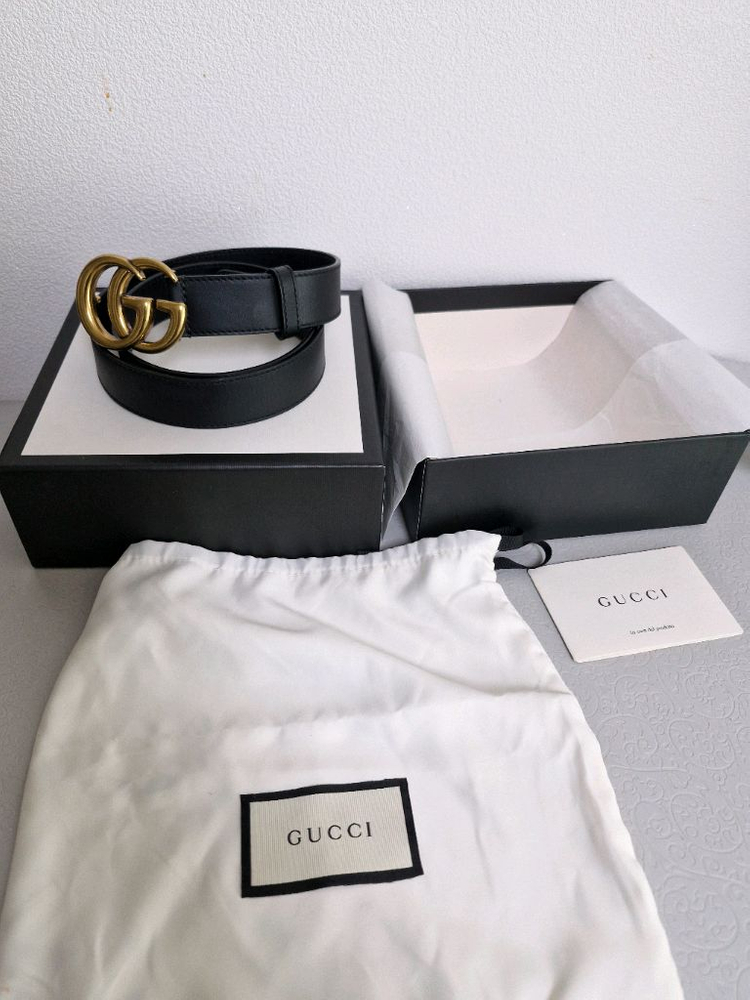 구찌 GG 마몬트 불랙 벨트 90 사이즈 정품--8