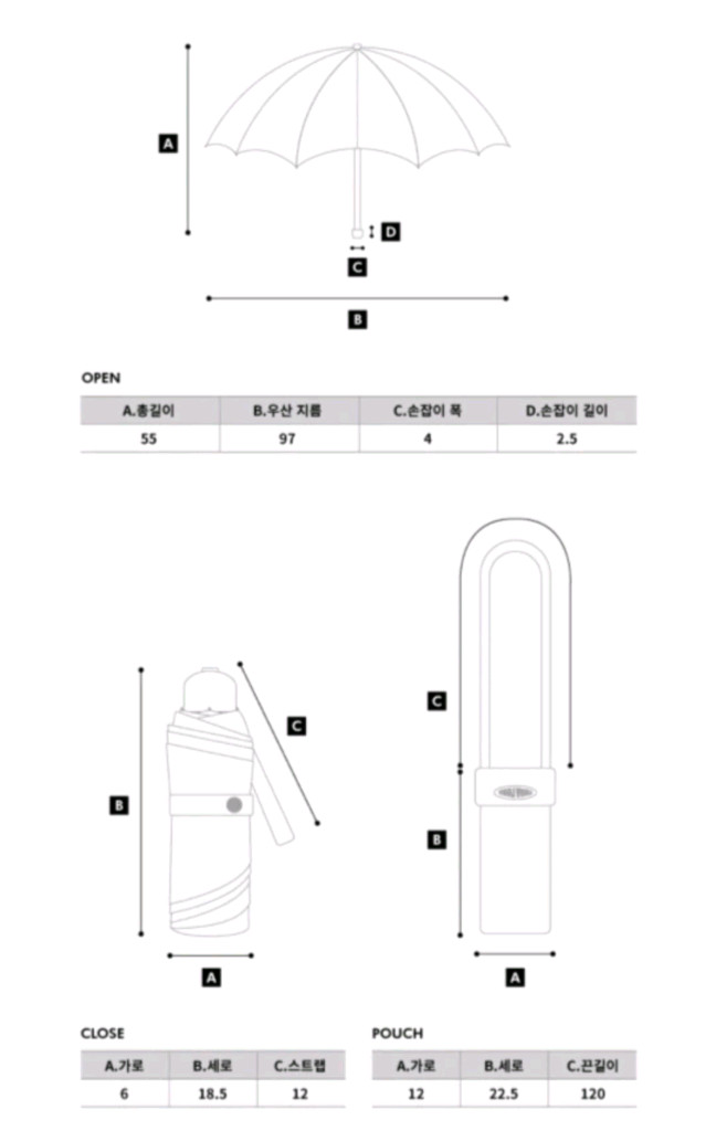 위글위글 자외선차단 암막 양우산 UV 미니 5단--7