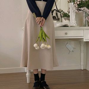 빅사이즈 피치기모 롱스커트 연베이지 34